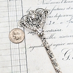 Ornate Bookmark Silver Tone Heart w/ Crystals  Book Mark